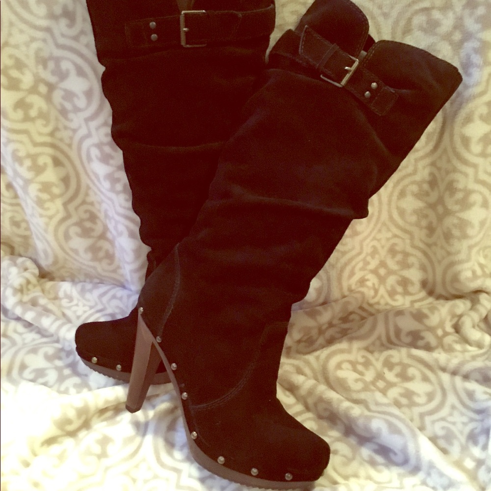 Steven by Steve Madden Yes Black Suede Boots